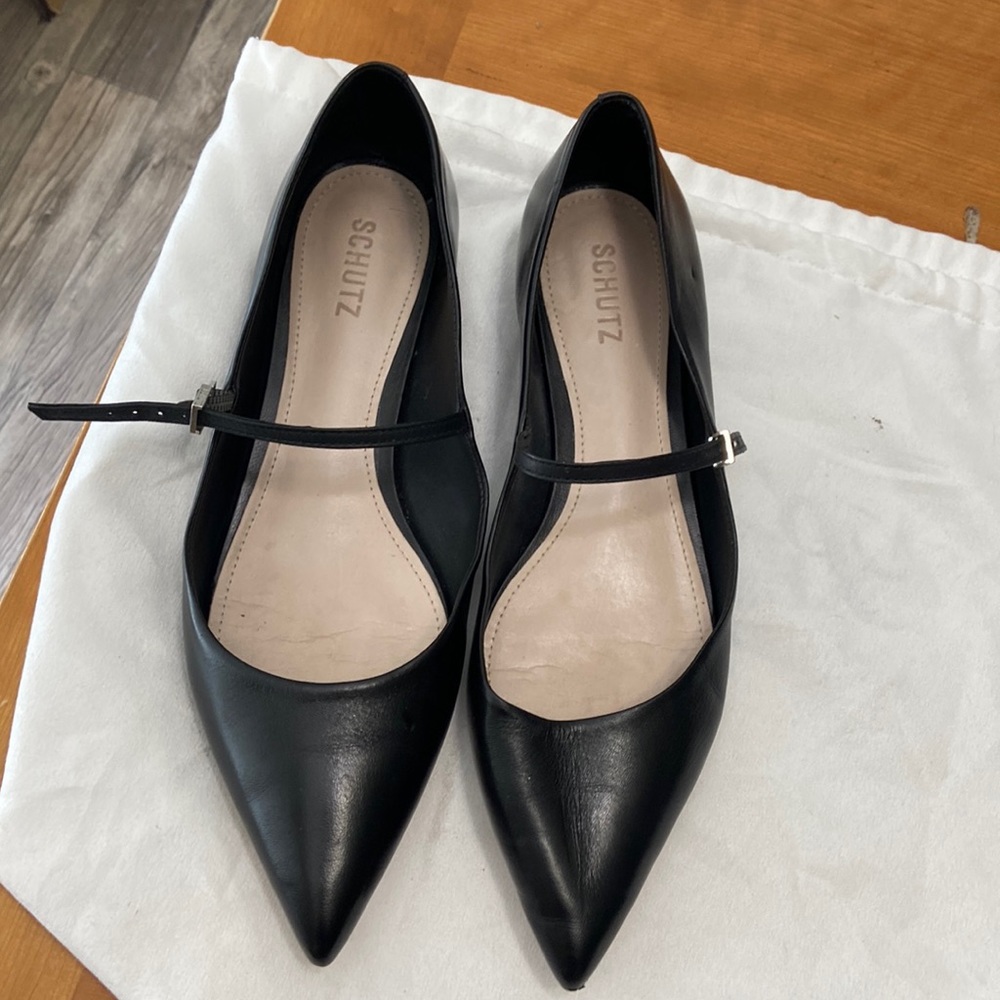 Black leather Mary Jane flats from Schutz in size 11 worn once.